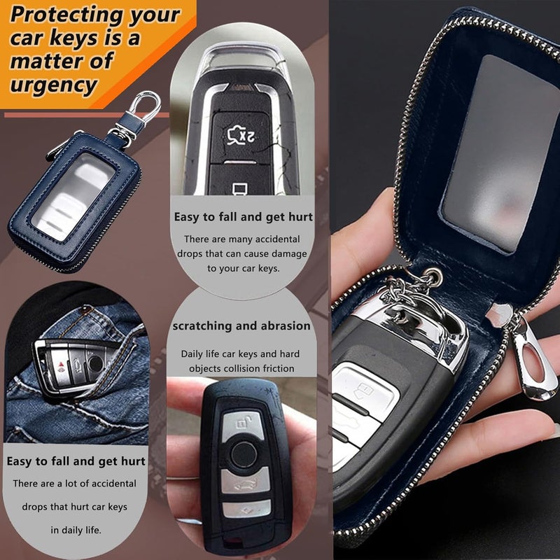 vvag Premium Car Key Fob Case Genuine Leather Car Smart Key fob Holder Car Remote Keychain Bag Universal - Image 4